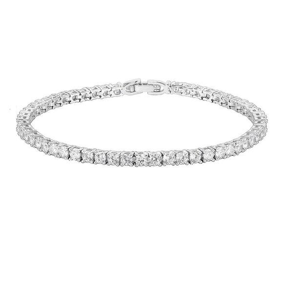 New Beautiful White Gold Plated Diamond  Tennis  Bracelet - Picture 2 of 5